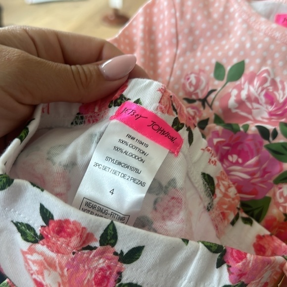Betsy Johnson Girls floral Polka dot pajamas 4T Pink NWT - Picture 3 of 3